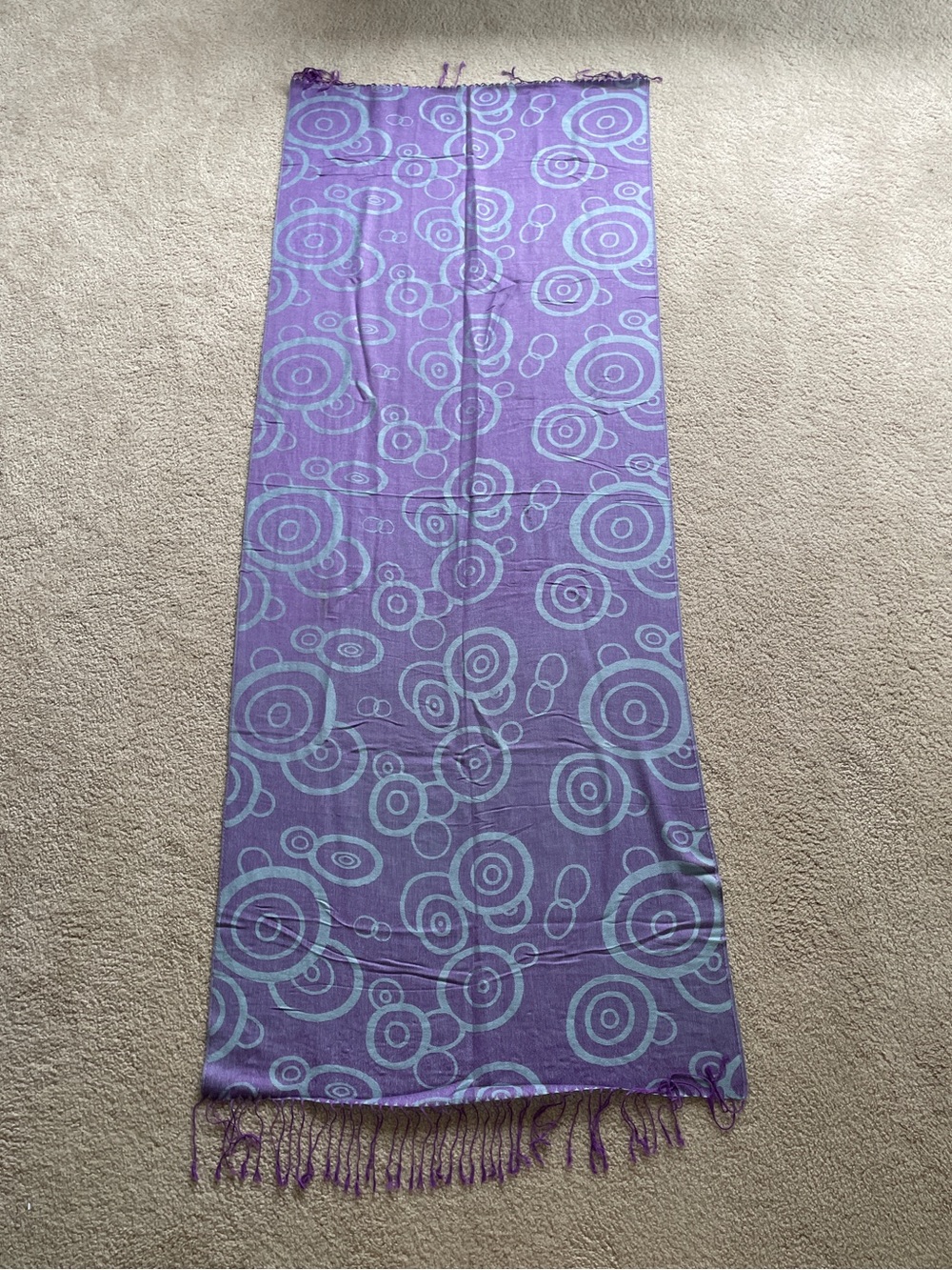 pashmina Purple and Light Blue Circular Pattern Pashmina Scarf 70” x 28”